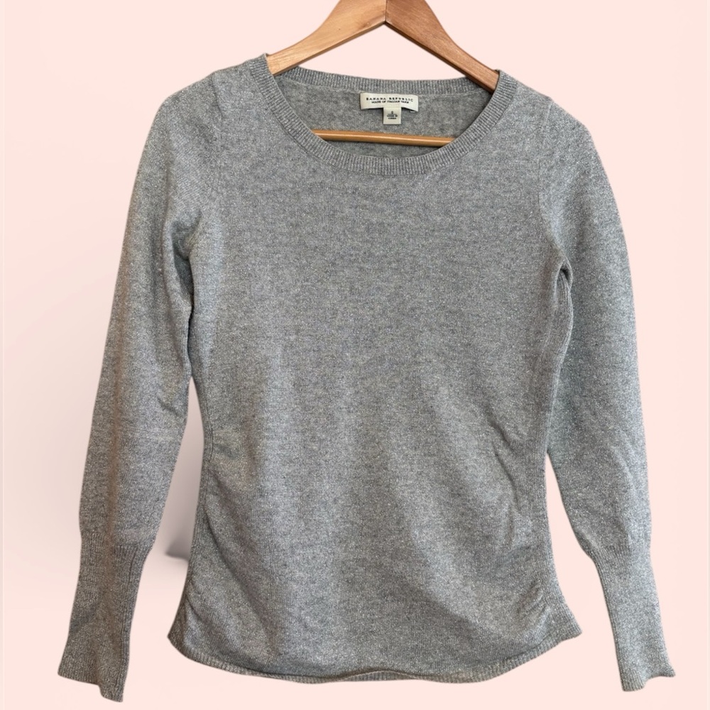 Banana Republic Metallic Silver Italian Yarn Sweater Size S